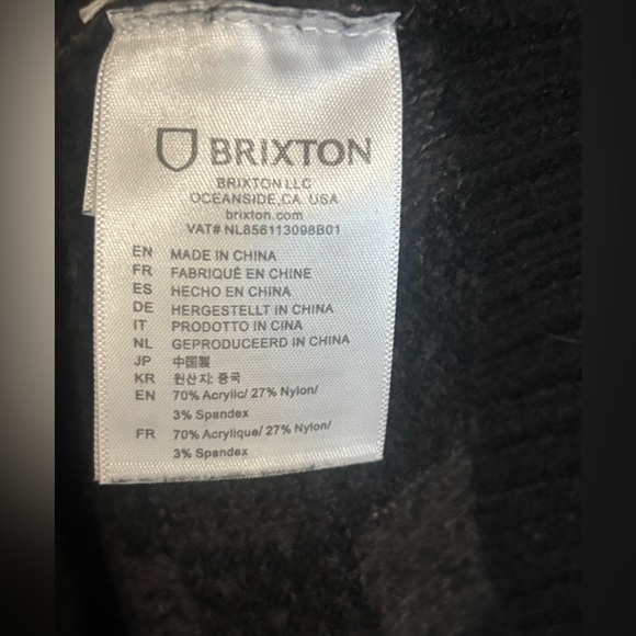 Brixton Checkered Knit Sweater Black Gray Men’s Crewneck Pullover - Picture 4 of 5